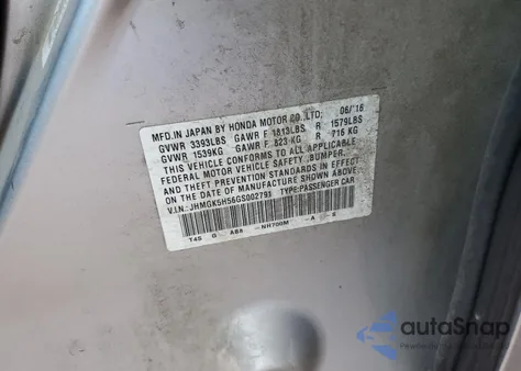 2016 Honda Fit Lx from USA, damaged, VIN JHMGK5H56GS002791